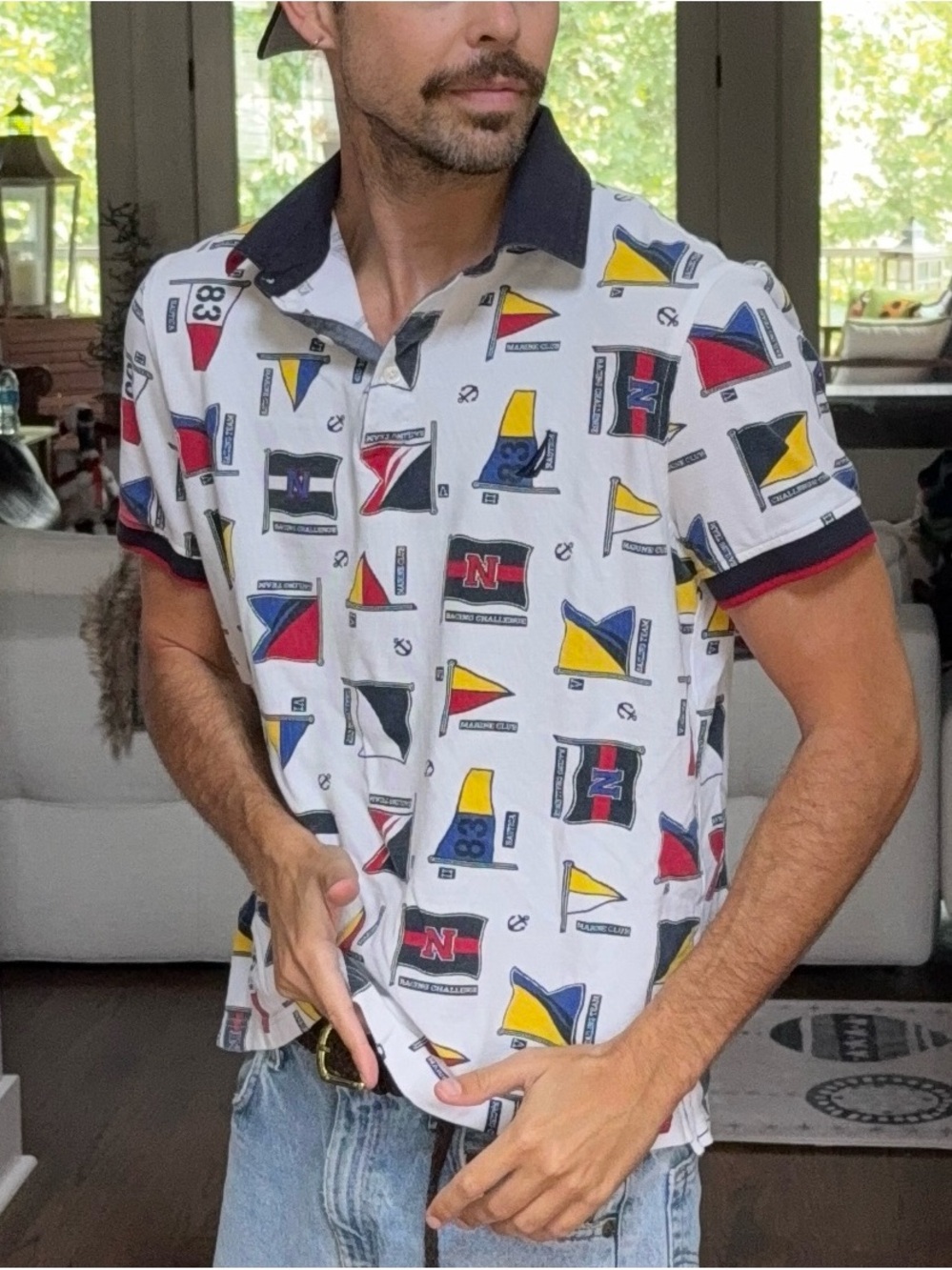 Nautica Allover Sailing Flag Polo ⛵